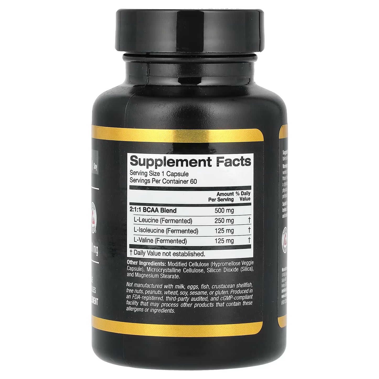 California Gold Nutrition, BCAA, AjiPure® Branched Chain Amino Acids 2:1:1 with L-Leucine, L-Isoleucine, and L-Valine, 500 mg, 60 Veggie Capsules