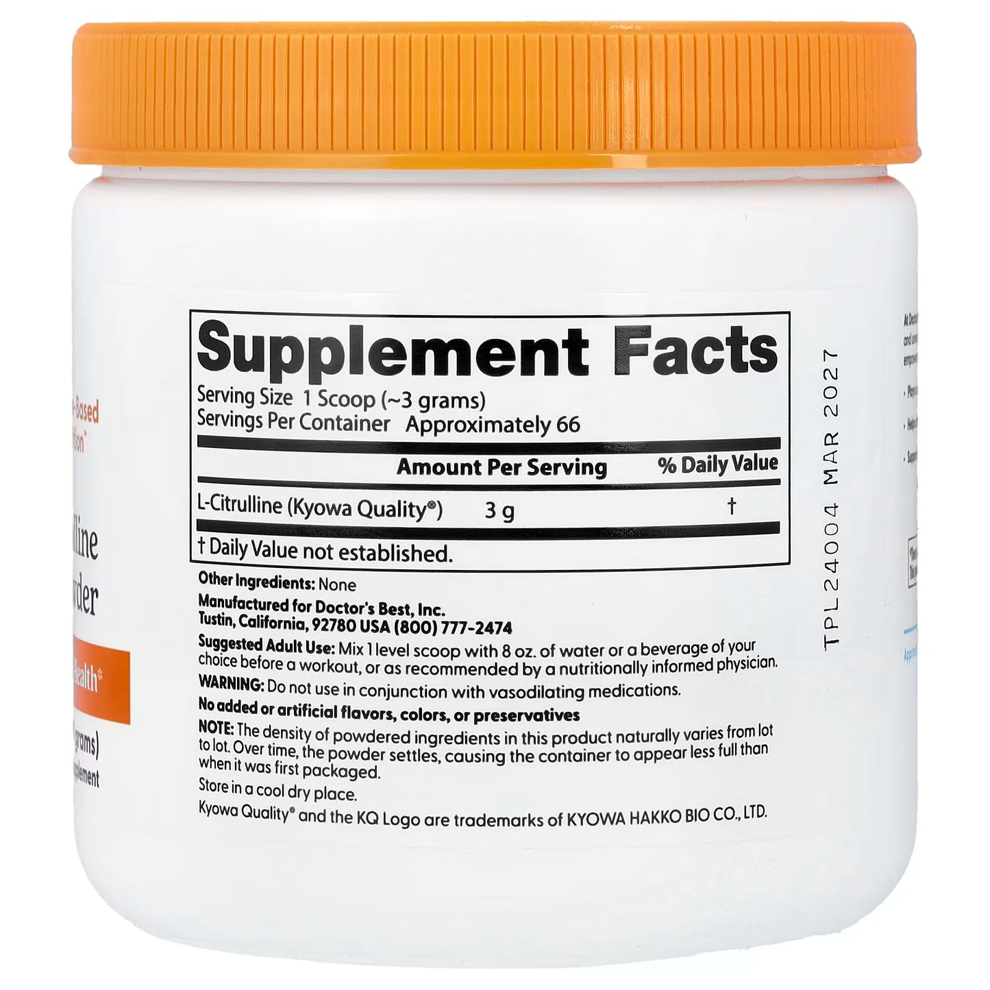 Doctor's Best, L-Citrulline Powder, 7 oz (200 g)
