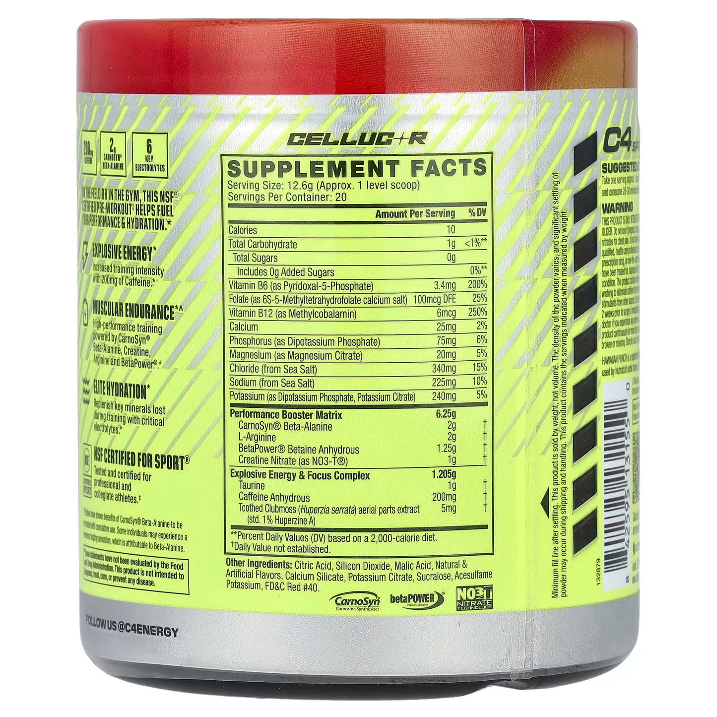 C4 / Cellucor, C4 Sport, Pre-Workout, Hawaiian Punch® Fruit Juicy Red®, 8.9 oz (252 g)