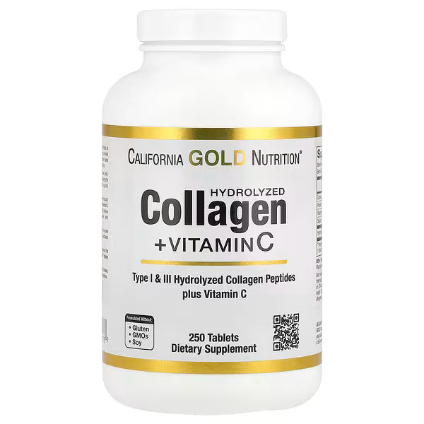 California Gold Nutrition, Hydrolyzed Collagen Peptides, Type I & III, and Vitamin C, 250 Tablets