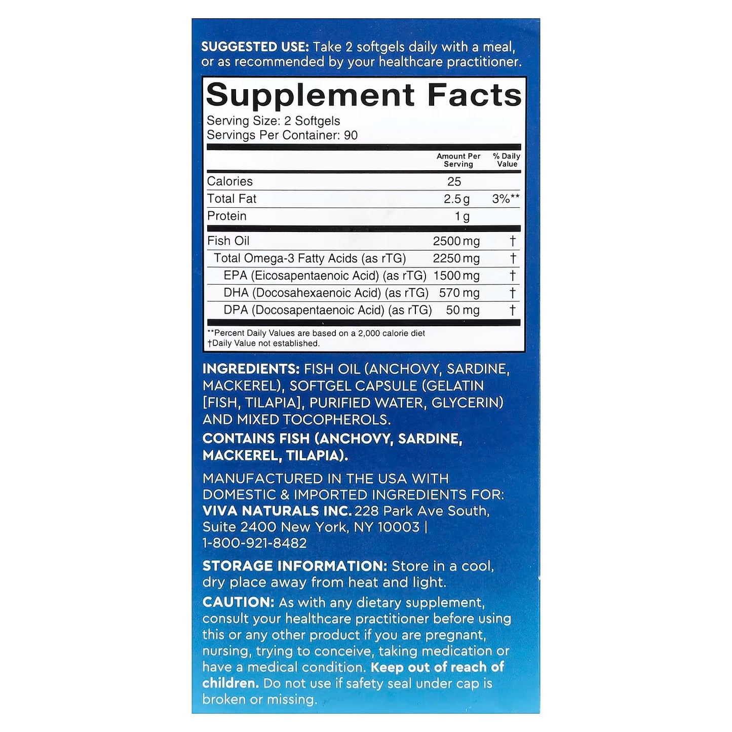 Viva Naturals, Omega-3 Fish Oil, Triple-Strength, 180 Softgels (1,250 mg per Softgel)