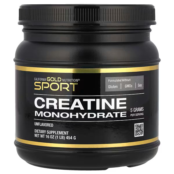 California Gold Nutrition, Sport, Creatine Monohydrate, Unflavoured, 1 lb (454 g)