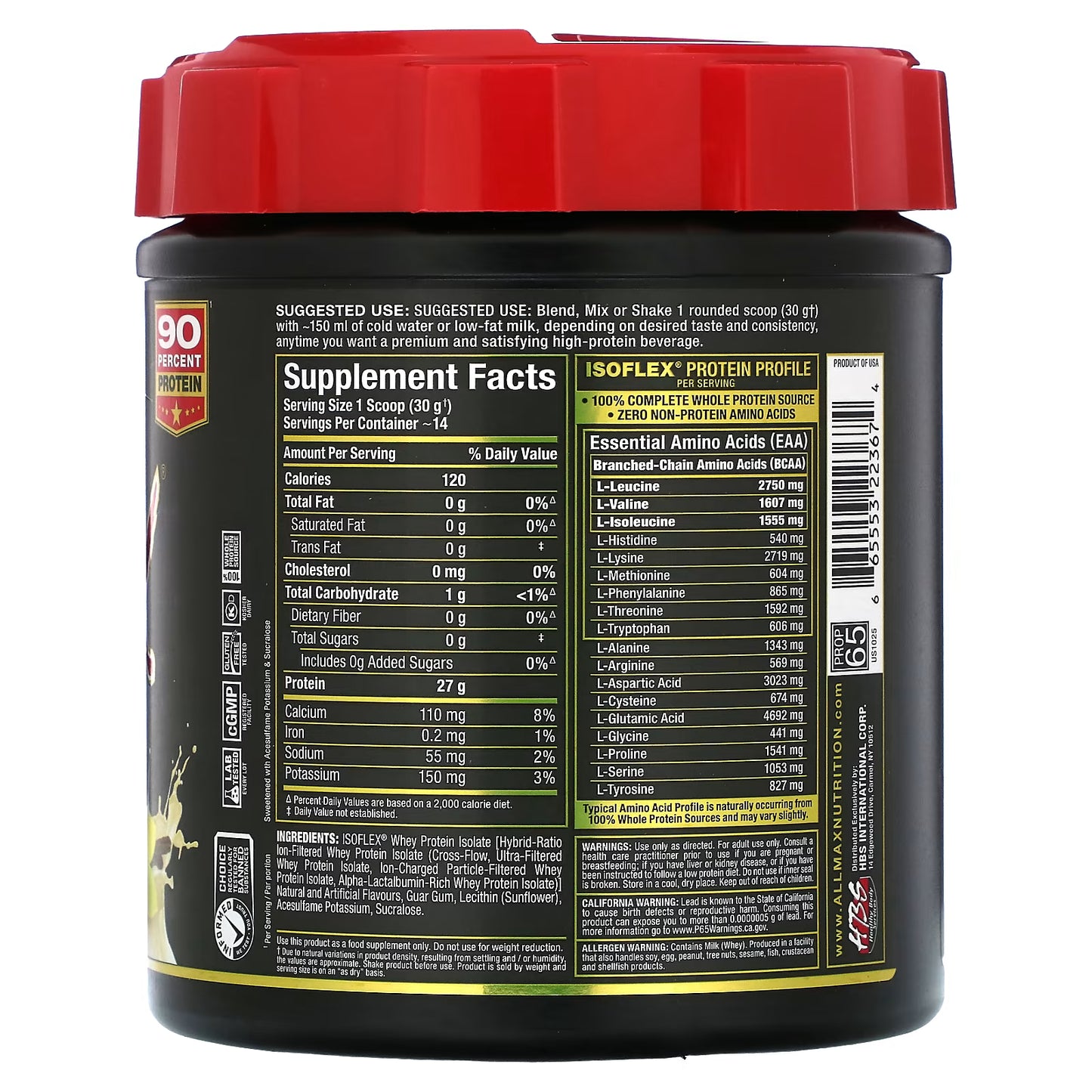 ALLMAX, ISOFLEX®, Pure Whey Protein Isolate, Vanilla, 0.9 lbs (425 g)