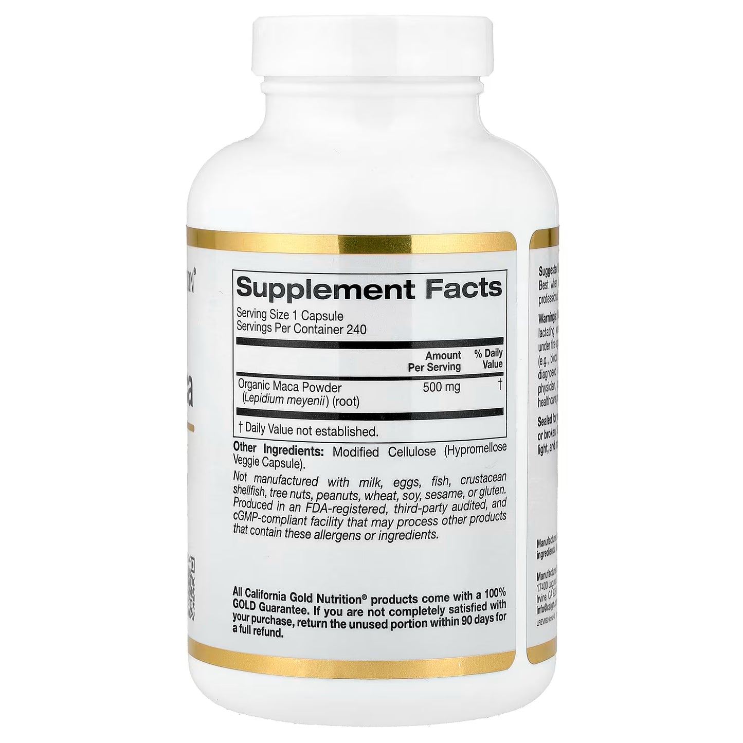 California Gold Nutrition, Peruvian Maca, 500 mg, 240 Veggie Capsules