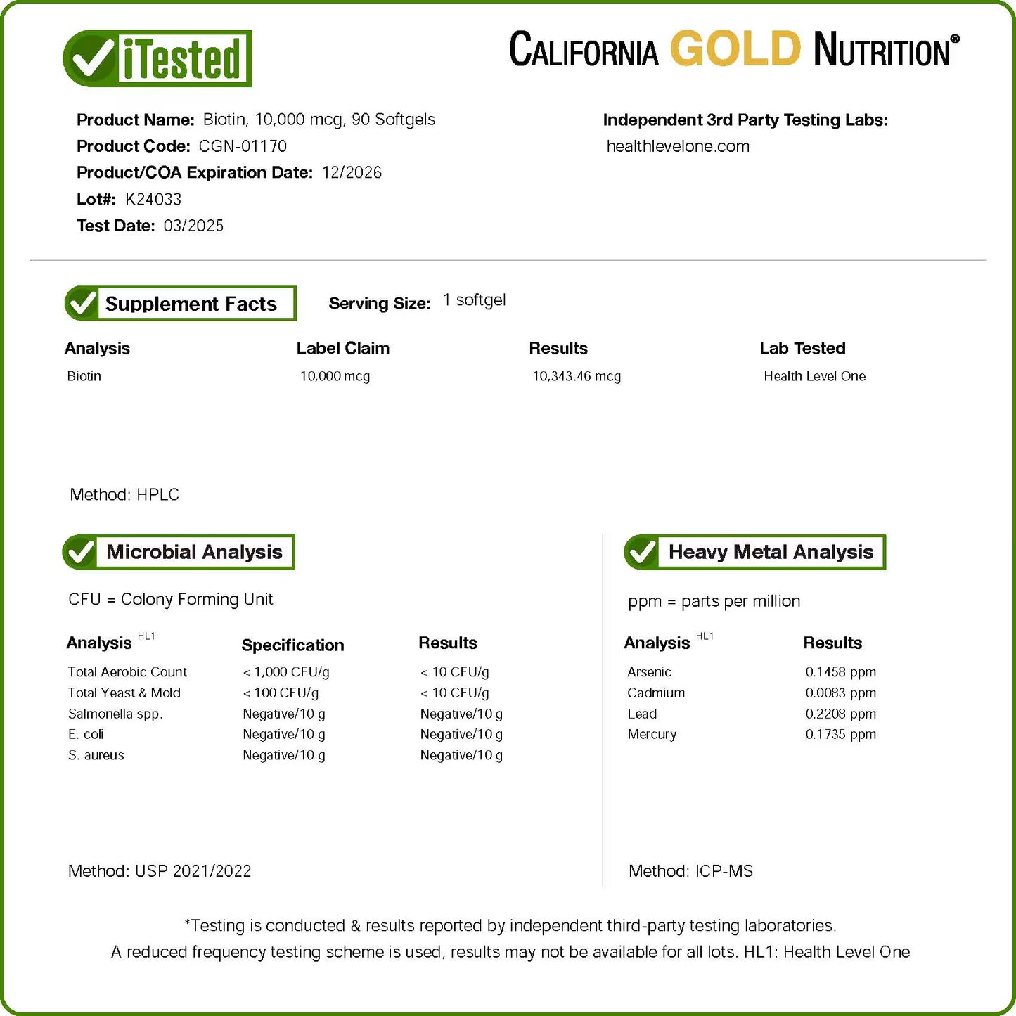 California Gold Nutrition, Biotin, 10,000 mcg, 90 Softgels