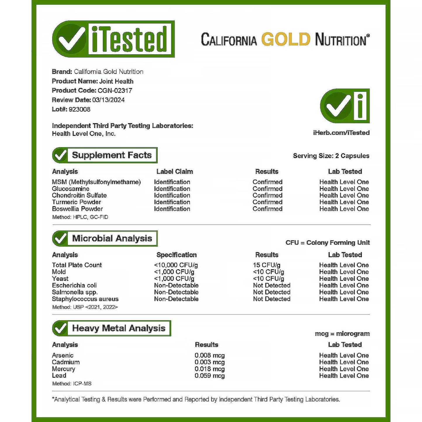 California Gold Nutrition, Sport, Joint Health with MSM, Glucosamine HCL, Chondroitin Sulfate, Turmeric and Boswellia, 90 Veggie Capsules