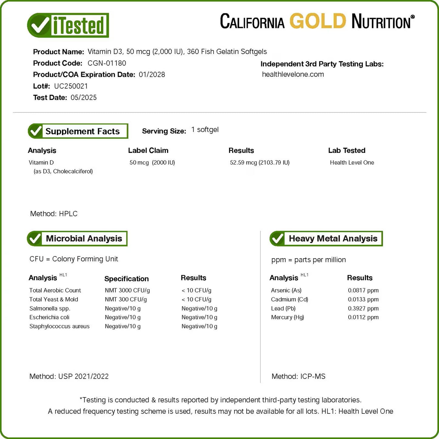 California Gold Nutrition, Vitamin D3, 50 mcg (2,000 IU), 360 Fish Gelatin Softgels