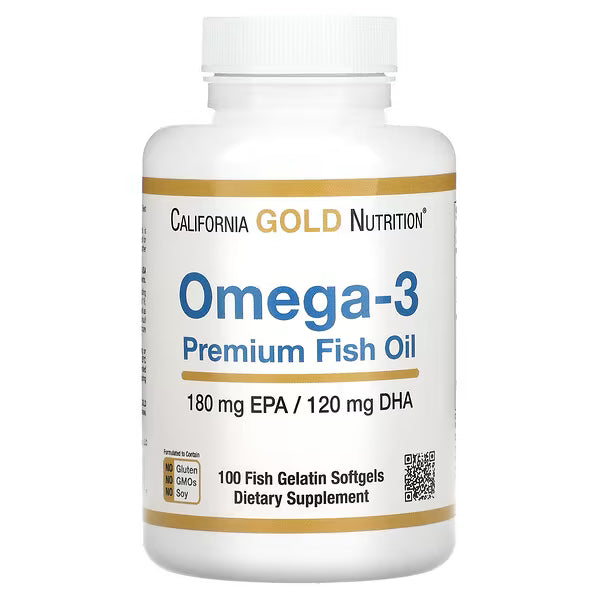 California Gold Nutrition, Omega-3 Premium Fish Oil, 100 Fish Gelatin Softgels (1,100 mg per Softgel)