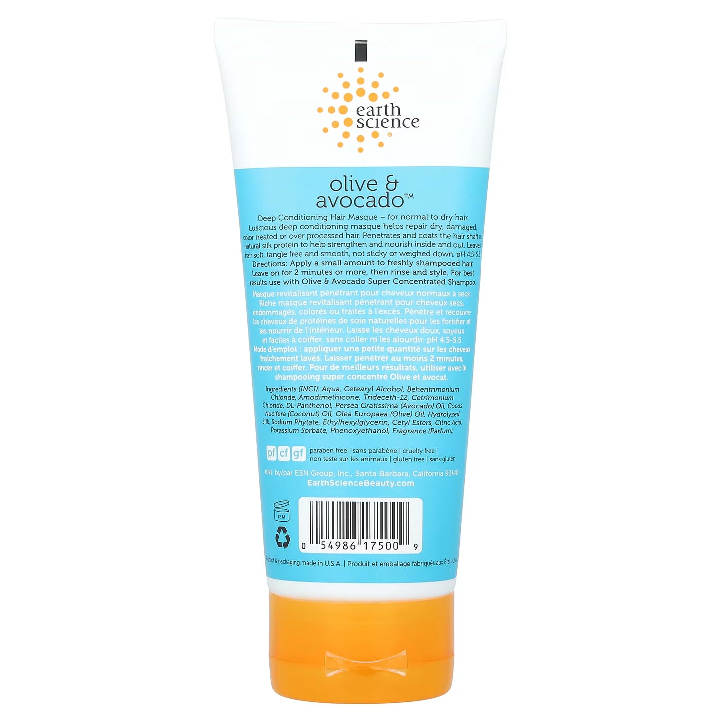 Earth Science, Deep Conditioning, Hair Masque, Olive & Avocado, 6 oz (170 g)