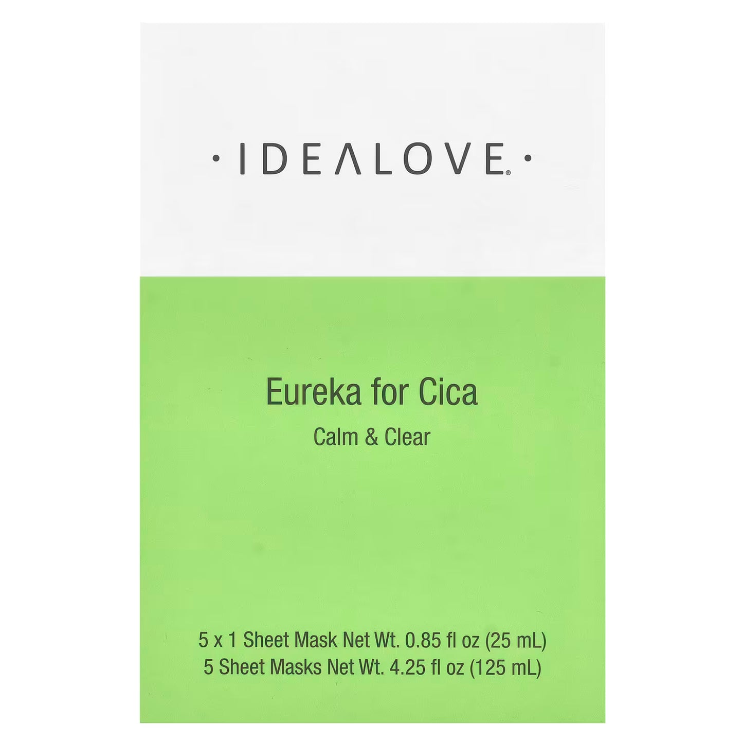 Idealove, Eureka for Cica, Calm & Clear, 5 Beauty Sheet Masks, 0.85 fl oz (25 ml) Each
