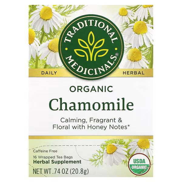 Traditional Medicinals, Organic Chamomile, Caffeine Free, 16 Wrapped Tea Bags, 0.74 oz (20.8 g)