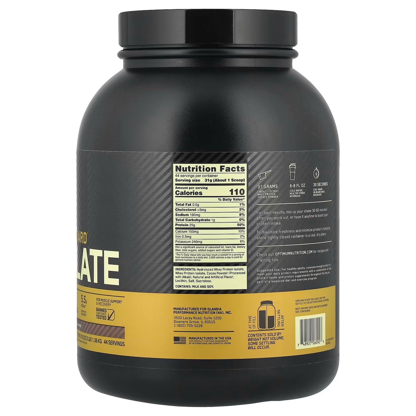 Optimum Nutrition, Gold Standard® 100% Isolate, Chocolate Bliss, 3 lb (1.36 kg)
