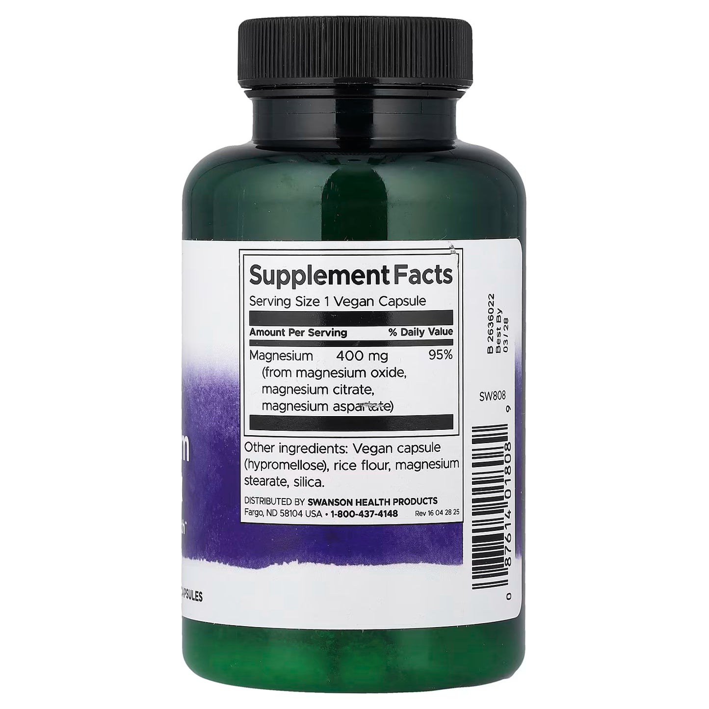 Swanson, Triple Magnesium Complex, 400 mg, 100 Vegan Capsules