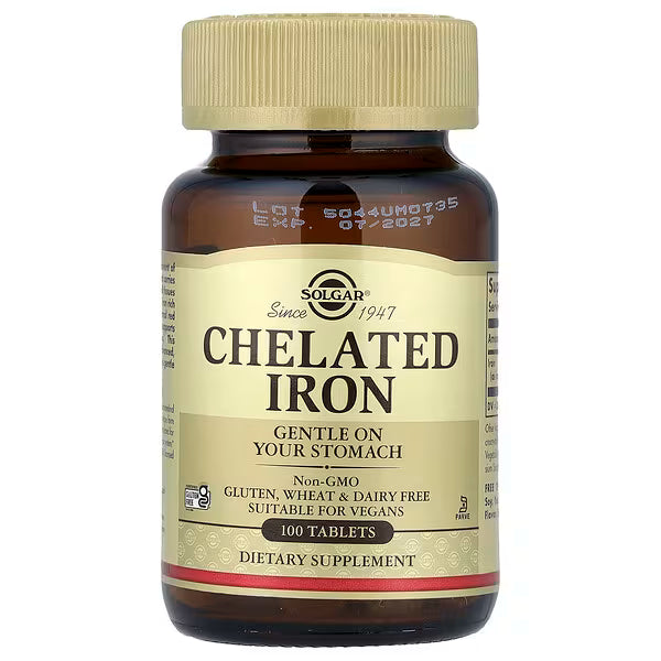 Solgar, Chelated Iron, 100 Tablets (25 mg per Tablet)