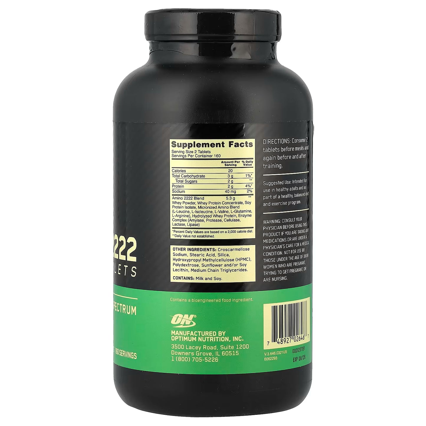 Optimum Nutrition, Superior Amino 2222, 320 Tablets
