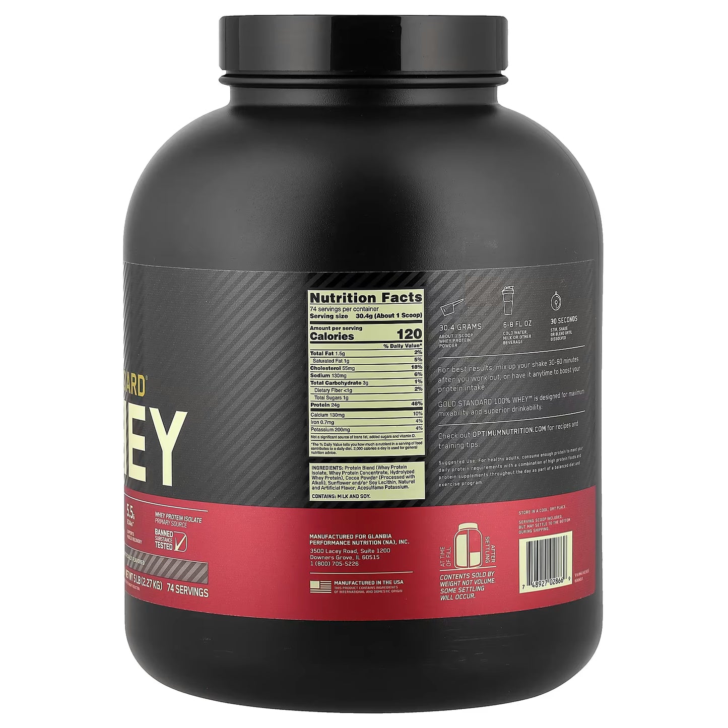 Optimum Nutrition, Gold Standard® 100% Whey, Double Rich Chocolate, 5 lb (2.27 kg)