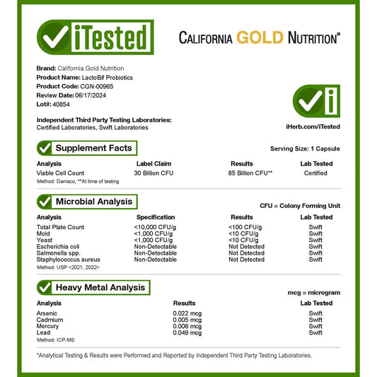 California Gold Nutrition, LactoBif® 30 Probiotics, 30 Billion CFU, 60 Veggie Capsules