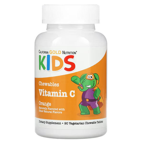 California Gold Nutrition, Chewable Vitamin C with Bioflavonoid Complex for Children, Orange, 90 Vegetarian Tablets