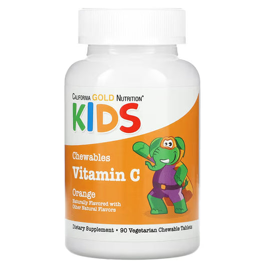 California Gold Nutrition, Chewable Vitamin C with Bioflavonoid Complex for Children, Orange, 90 Vegetarian Tablets