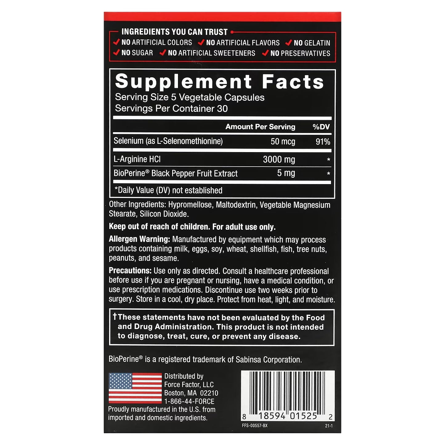 Force Factor, L-Arginine, 150 Capsules