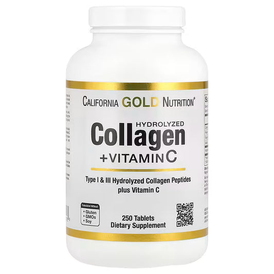 California Gold Nutrition, Hydrolyzed Collagen Peptides, Type I & III, and Vitamin C, 250 Tablets