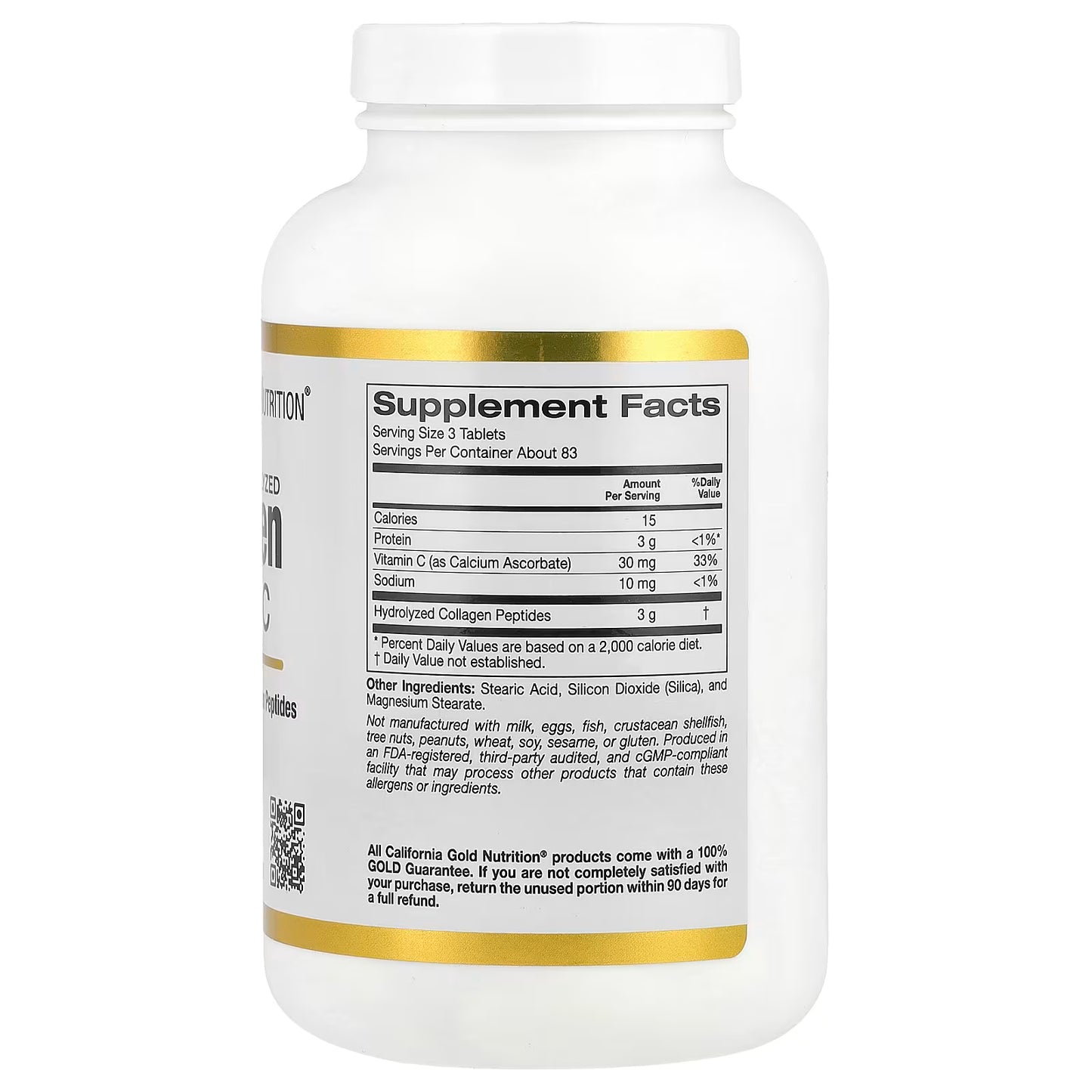 California Gold Nutrition, Hydrolyzed Collagen Peptides, Type I & III, and Vitamin C, 250 Tablets