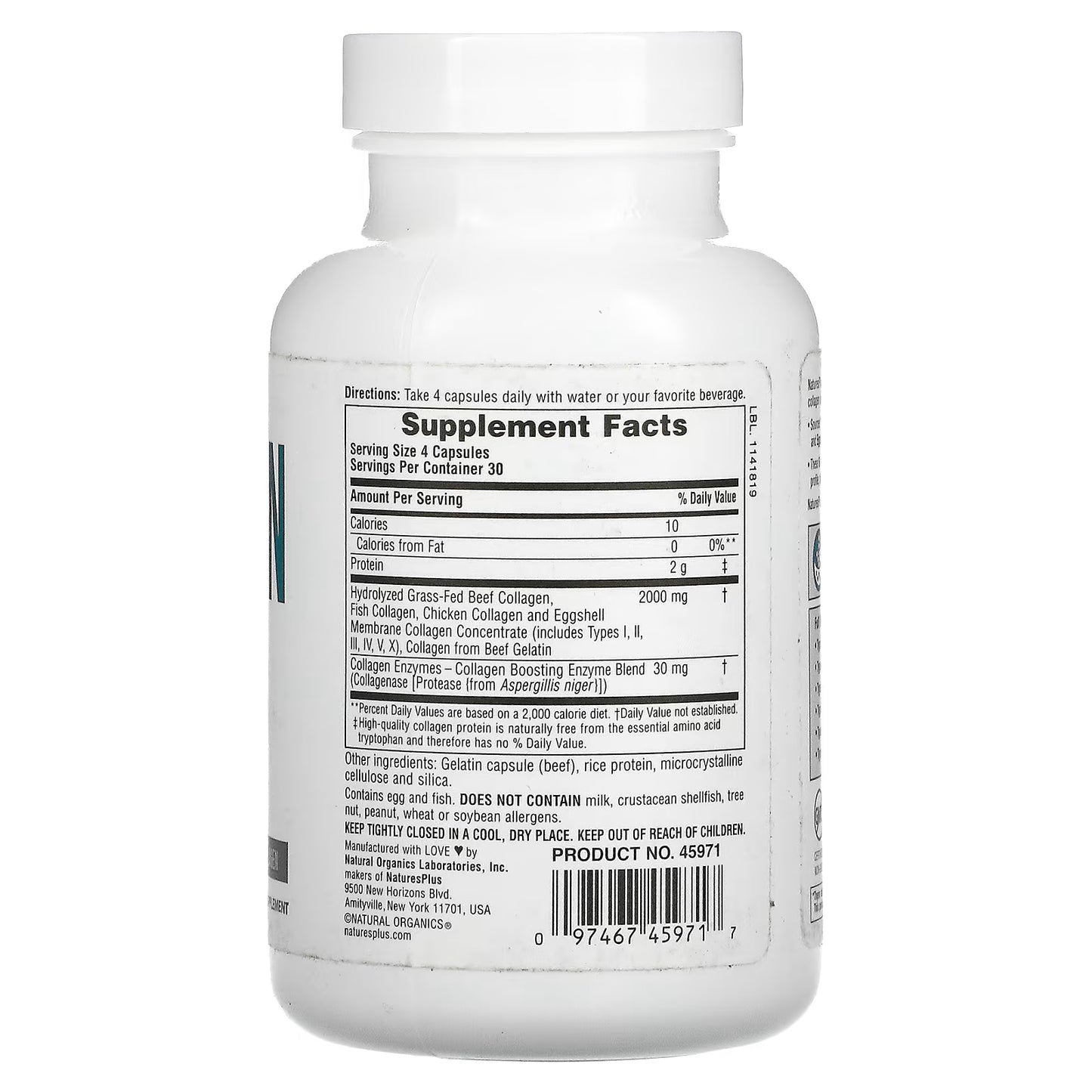 NaturesPlus, Collagen Peptides, 120 Capsules