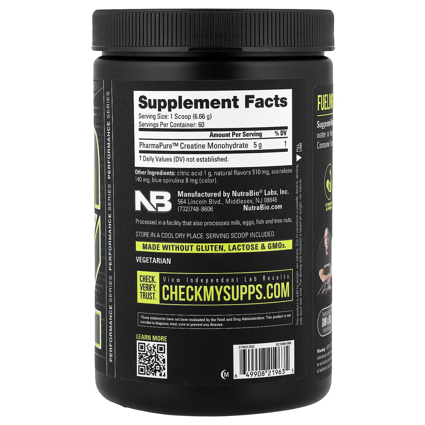 NutraBio, Micronized Creatine Burst, Arctic Blast Blue Raspberry, 0.88 lb (399 g)