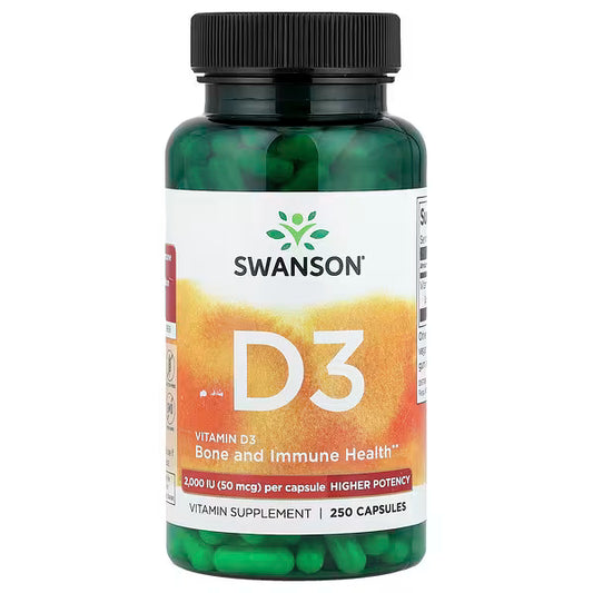 Swanson, Vitamin D3, Higher Potency, 50 mcg (2,000 IU), 250 Capsules