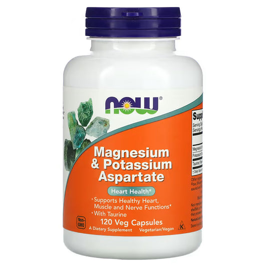 NOW Foods, Magnesium & Potassium Aspartate, 120 Veg Capsules