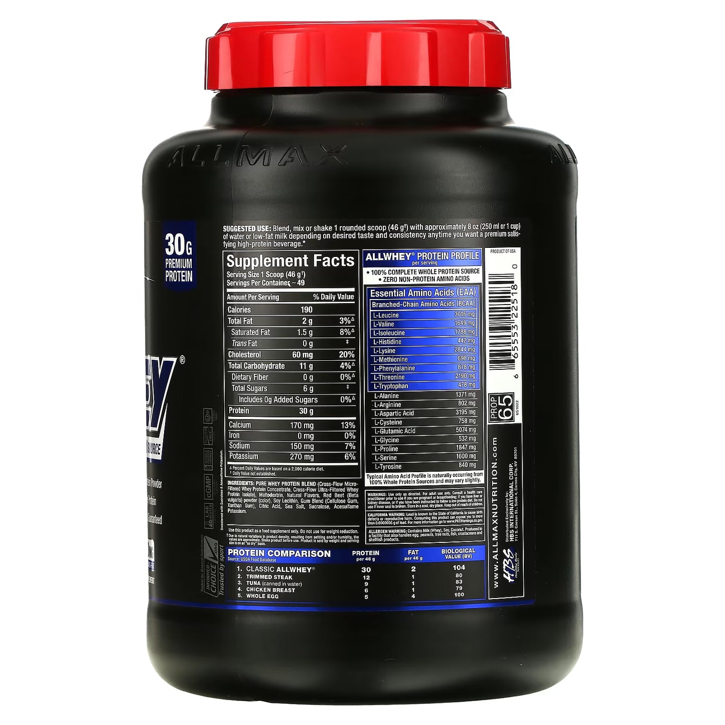 ALLMAX, CLASSIC ALLWHEY®, 100% Whey Protein Source, Strawberry, 5 lbs (2.27 kg)