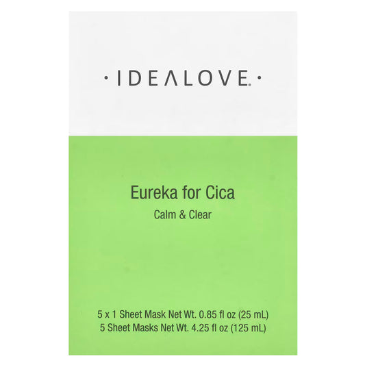 Idealove, Eureka for Cica, Calm & Clear, 5 Beauty Sheet Masks, 0.85 fl oz (25 ml) Each