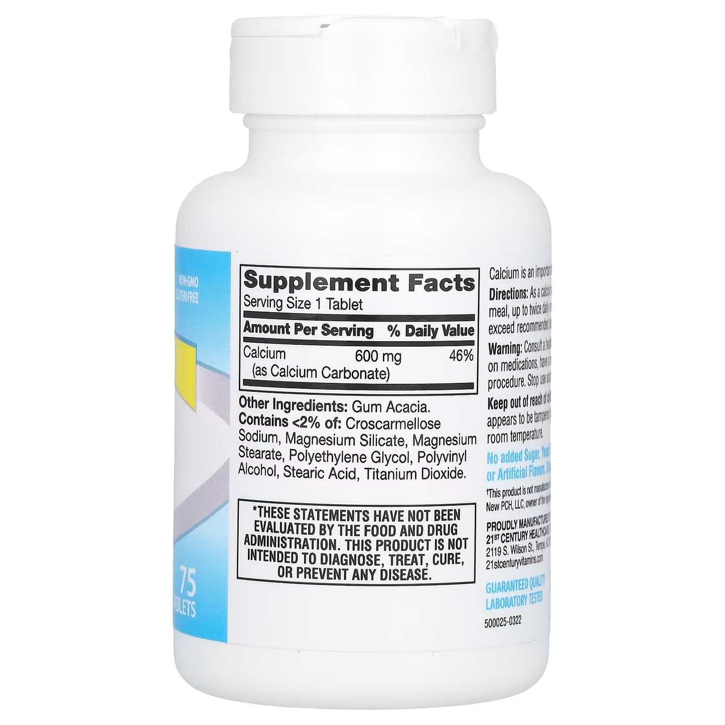 21st Century, Calcium Supplement 600, 75 Tablets (600 mg per Tablet)
