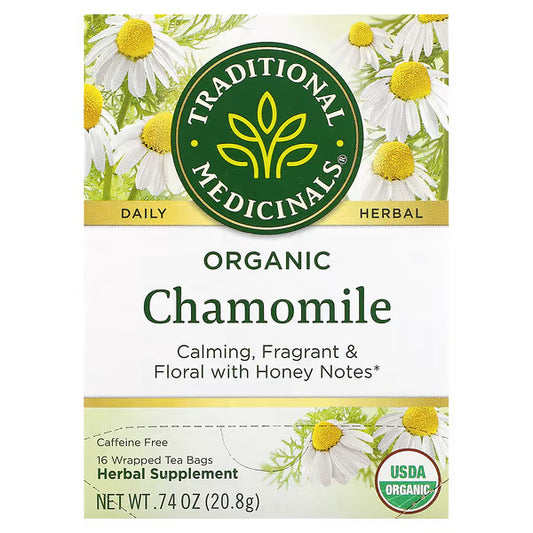 Traditional Medicinals, Organic Chamomile, Caffeine Free, 16 Wrapped Tea Bags, 0.74 oz (20.8 g)