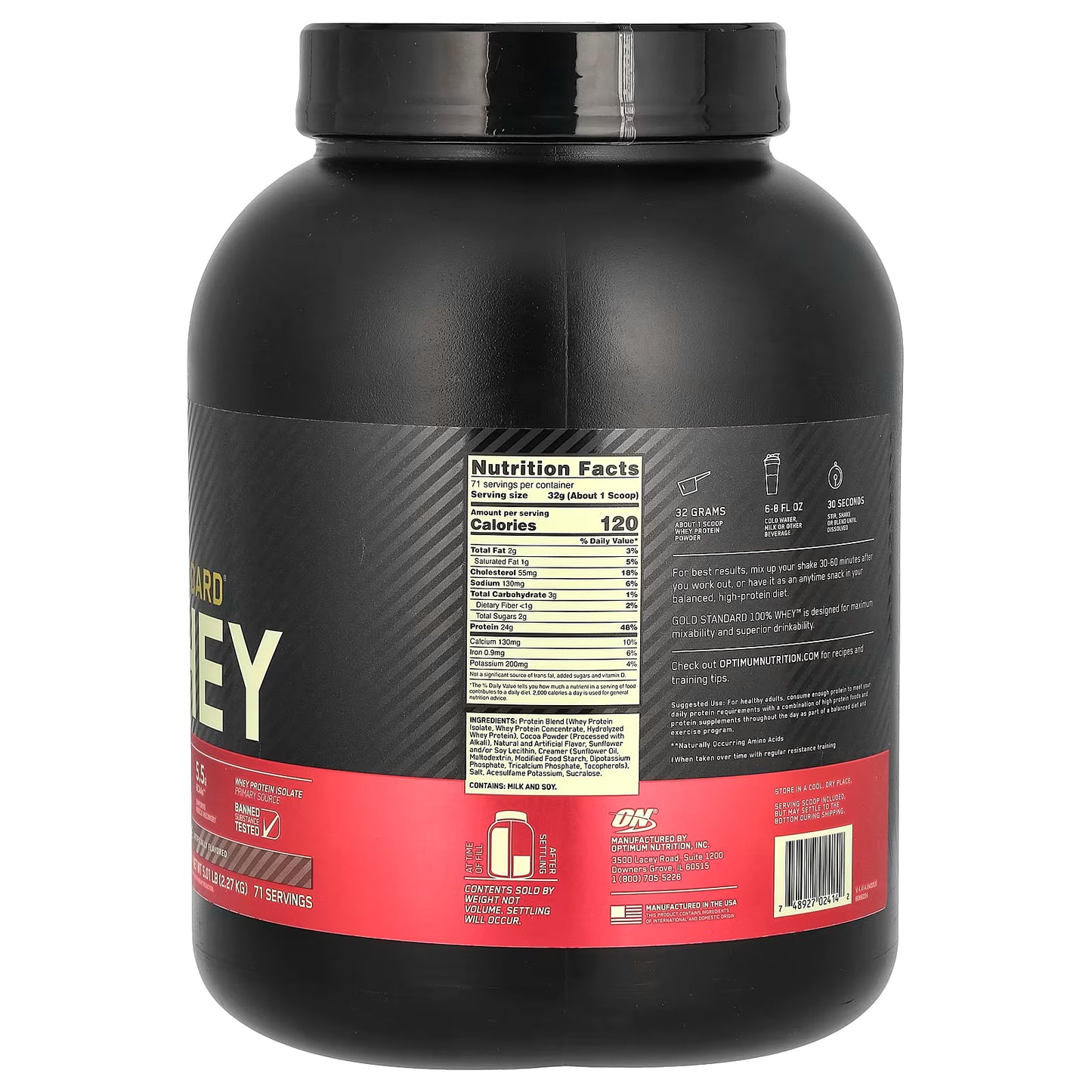 Optimum Nutrition, Gold Standard® 100% Whey, Extreme Milk Chocolate, 5.01 lb (2.27 kg)