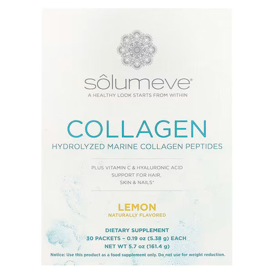 Solumeve, Marine Collagen Peptides Plus Vitamin C and Hyaluronic Acid, Lemon, 30 Packets, 0.19 oz (5.38 g) Each