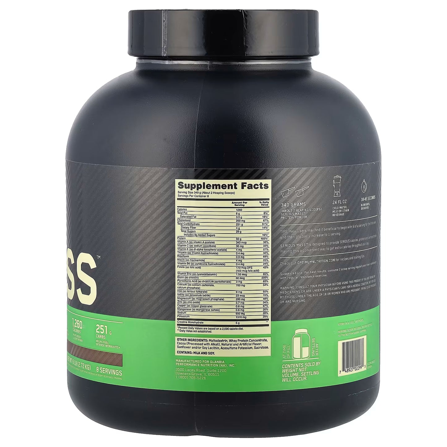 Optimum Nutrition, Serious Mass™, Chocolate, 6 lb (2.72 kg)