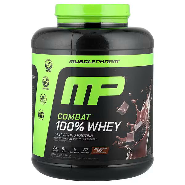 MusclePharm, Combat® 100% Whey Protein Powder, Chocolate Milk, 5 lbs (2.27 kg)