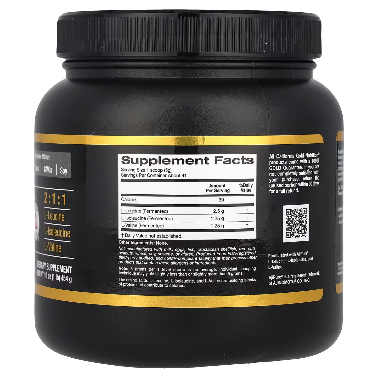 California Gold Nutrition, Sport, BCAA Powder, AjiPure®, Branched Chain Amino Acids with L-Leucine, L-Isoleucine and L-Valine, 1 lb (454 g)
