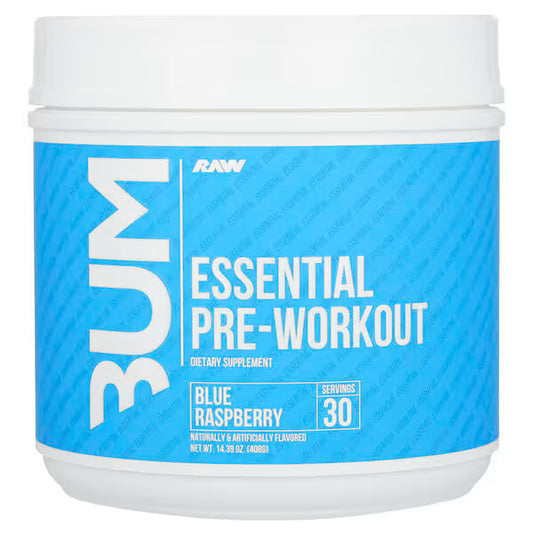 Raw Nutrition, Bum Essentials, Pre-Workout, Blue Raspberry, 14.39 oz (408 g)